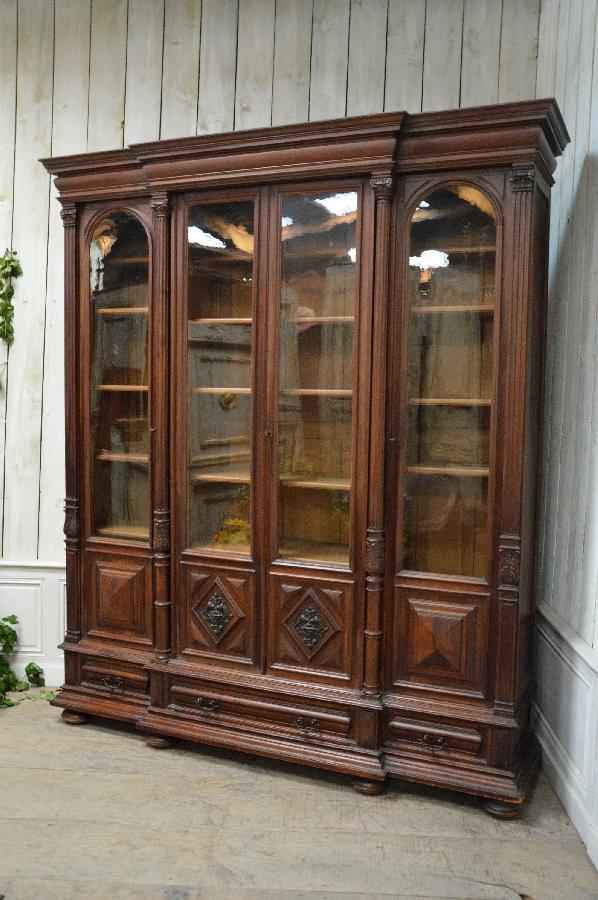 walnut bookcase with 4 doors and 3 drawers FAE518