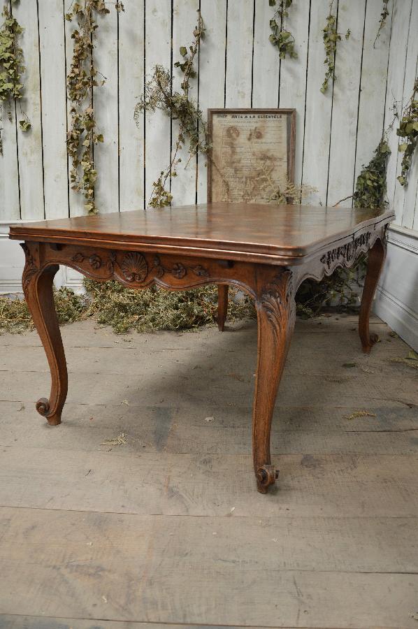 oak dining table with 2 extensions louis xv style FAE570