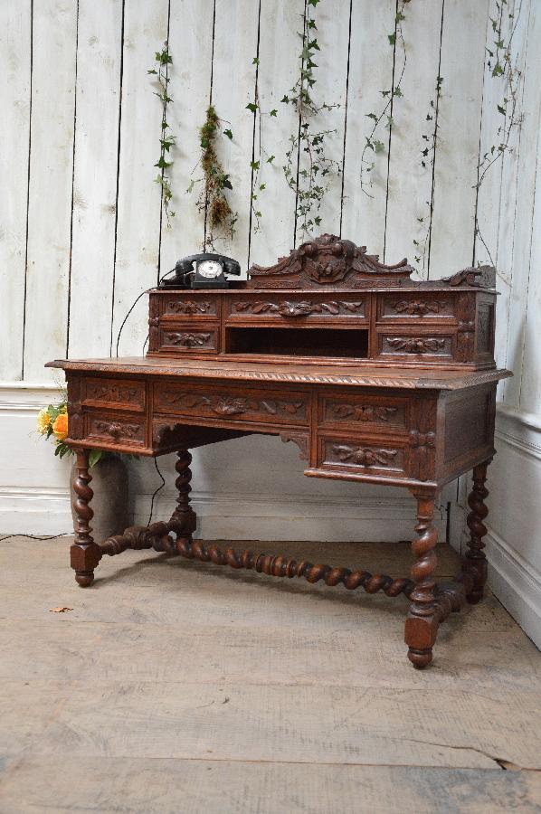 oak desk henri ii style FAE402