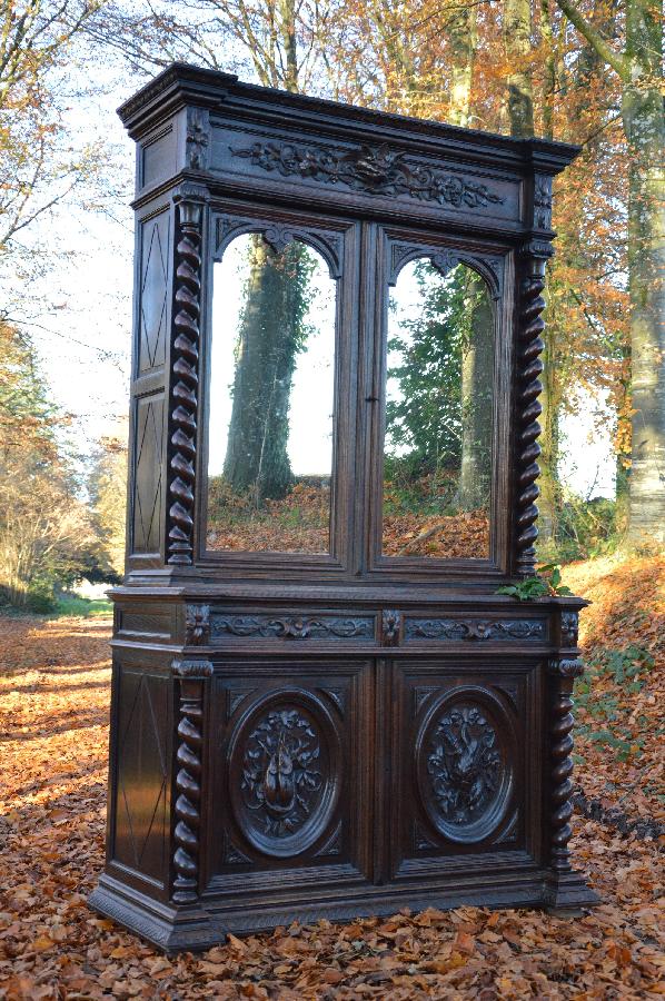 oak hunting buffet with mirrors FAE297