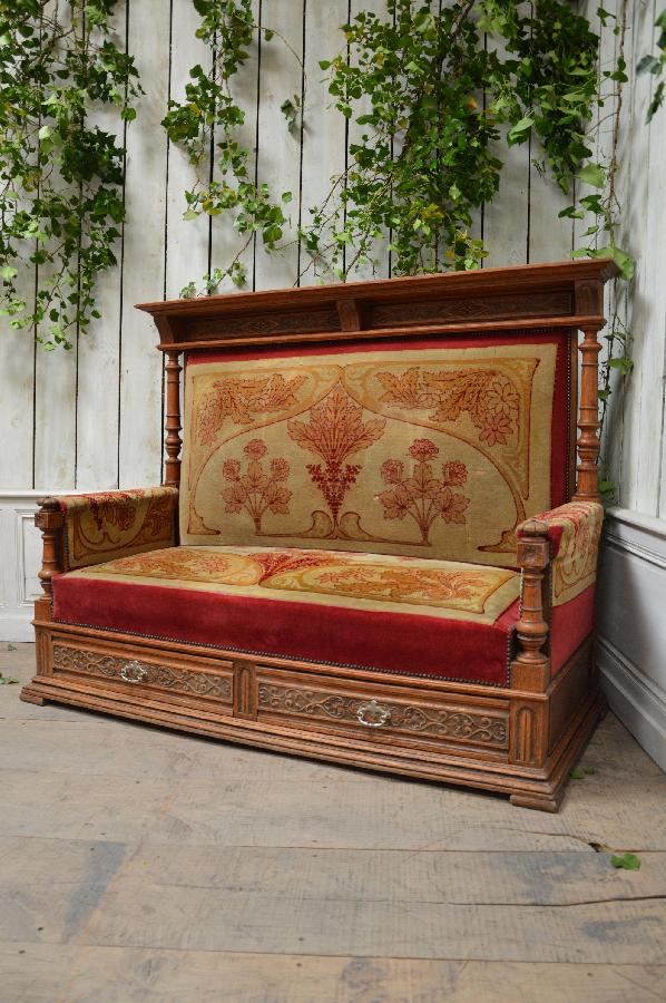 oak settee henri ii style art nouveau period FAE463