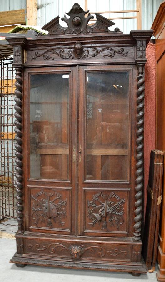 set of bookcase desk and chair henri ii style FAE586