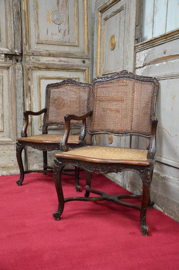 pair of caned oak armchairs FAE481