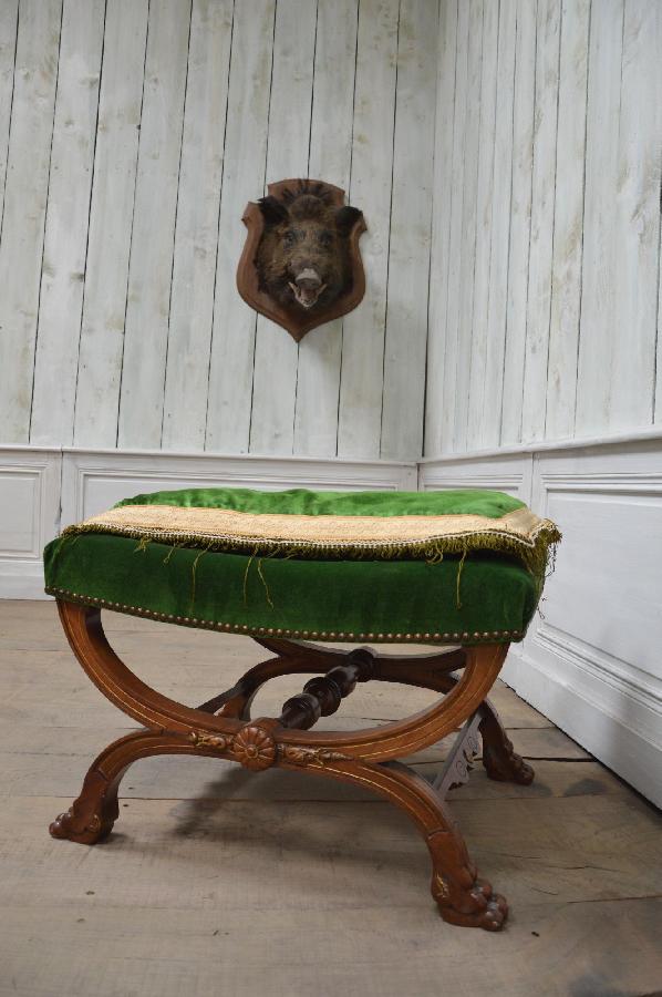 pouf vert en noyer FAE209