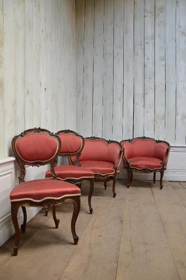 2 bergeres 2 chaises en noyer FAE75