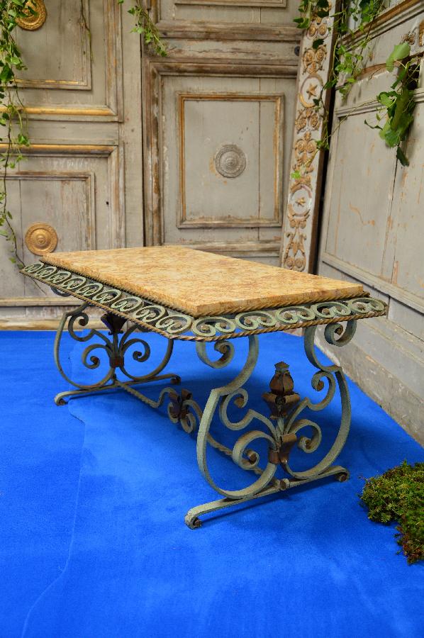 iron tea table with marble top FAE449