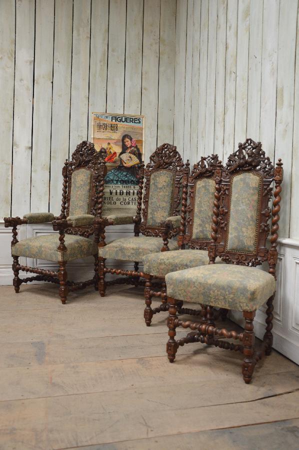 set of 2 armchairs and 2 chairs renaissance style FAE362