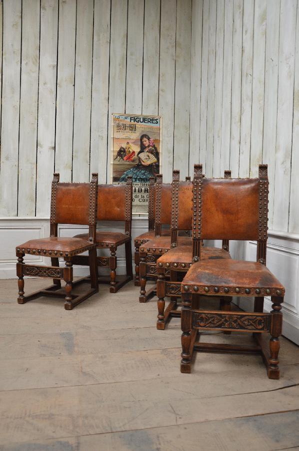 set of 6 chairs spanish renaissance style FAE354