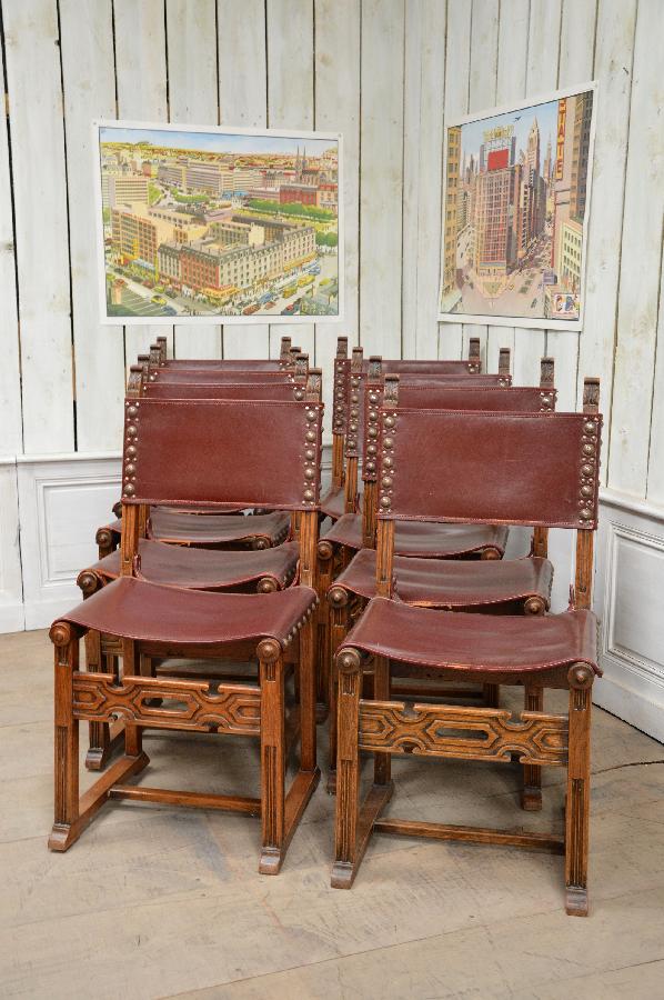 set of leather 8 chairs FAE378