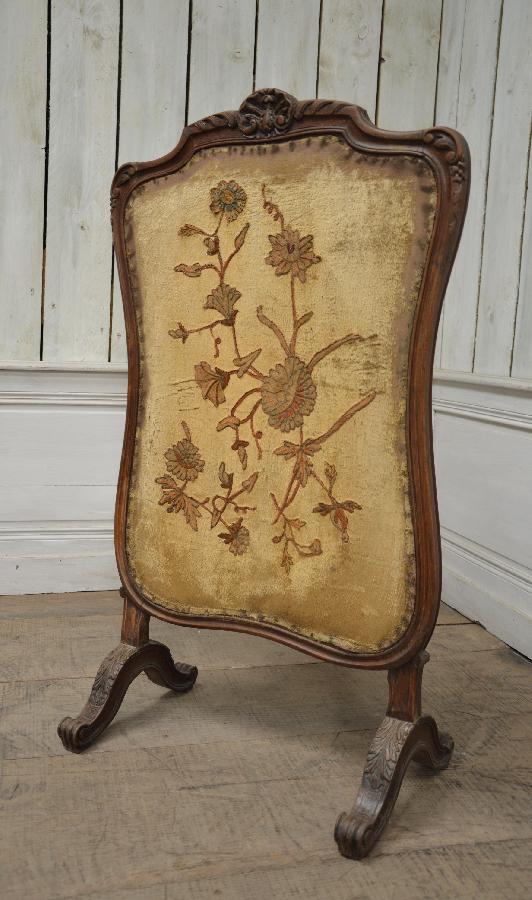 walnut louis xv style fireplace screen FAE580